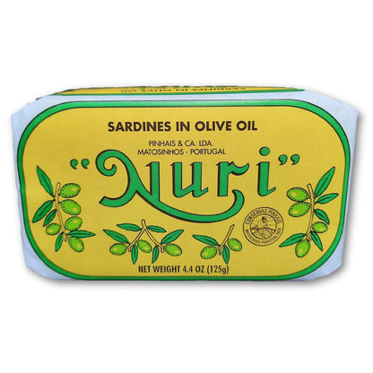 4-Cans "Nuri" Potuguese Sardines in Pure Olive Oil 125g ea (500g total)