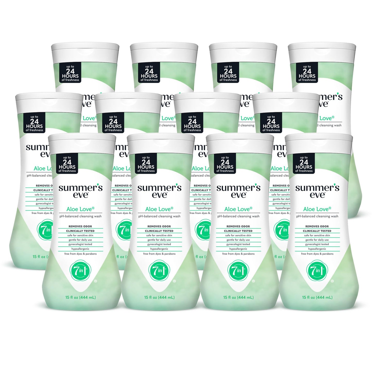 Summer’s Eve Aloe Love All-Over Daily Feminine Wash, Gentle pH-Balanced Body Wash for Women, Feminine Care to Remove Vaginal Odor, Gynecologist Tested, 15 Fl Oz, Pack of 12