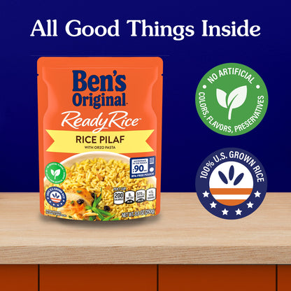 BEN'S ORIGINAL Ready Rice Rice Pilaf Flavored Rice, Easy Dinner Side, 8.8 oz Pouch (Pack of 12)