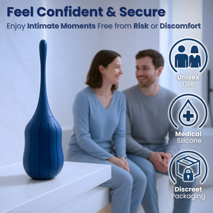 Enemas Anal Douches for Men Women ✮Lifetime Warranty✮ Silicone Enema Bulb, Anti Backflow Enemas for Colon Cleanse with Bendable Nozzle - 10.5oz Reusable Enama Kit for Men Women with Lube & Bag