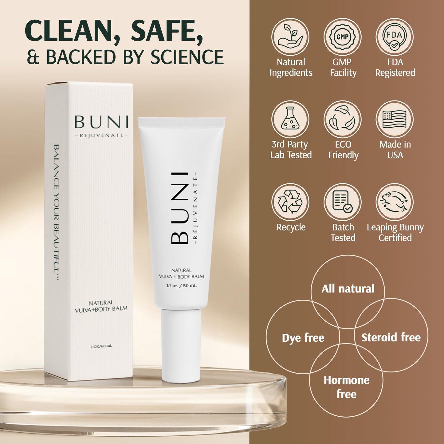 Premium Vulva & Body Balm – Airless Pump Moisturizer for Delicate Skin - Hydrating & Nourishing – Made in USA - OB/GYN Approved