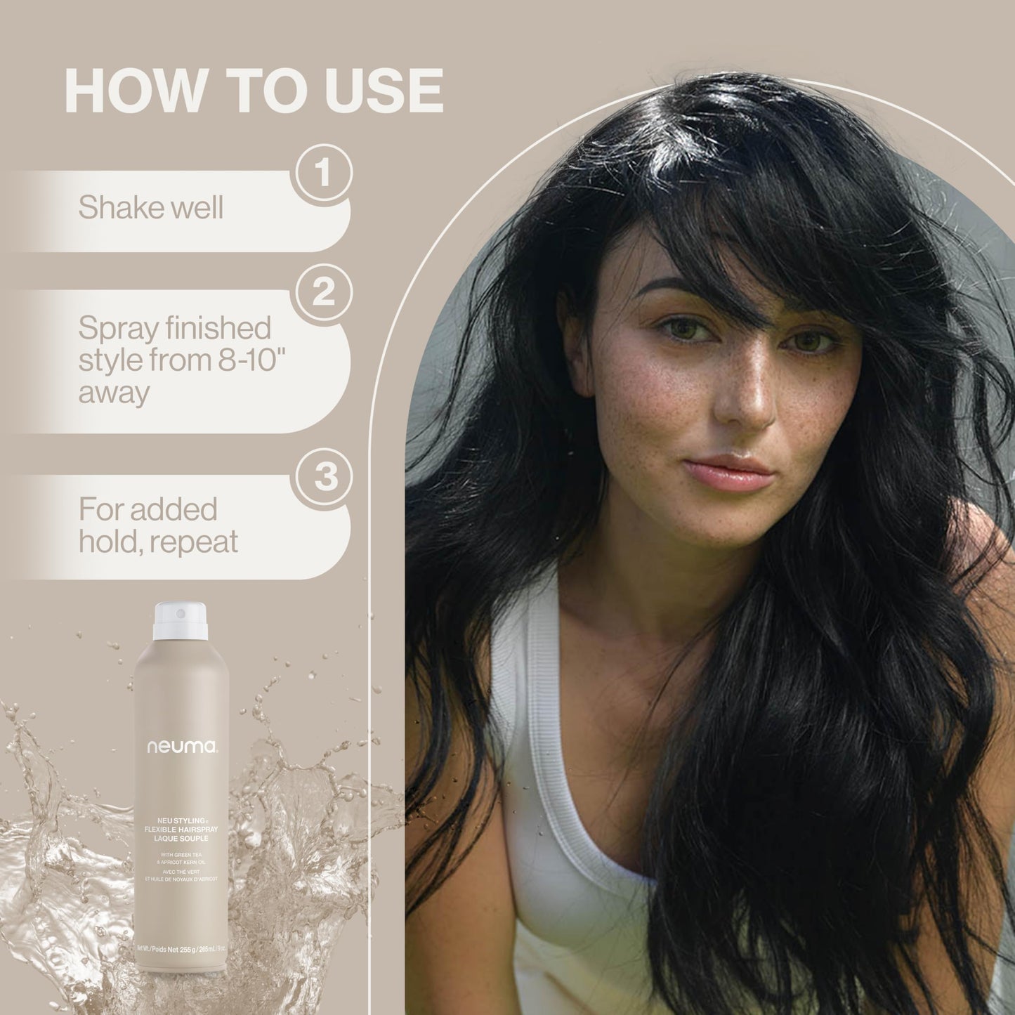 Neuma Neu Styling Flexible Hair Spray 9 Fl. Oz. Hairspray for Women with Lavender, Mandarin & Vanilla Scent, Flexible Hold Styling Hairspray