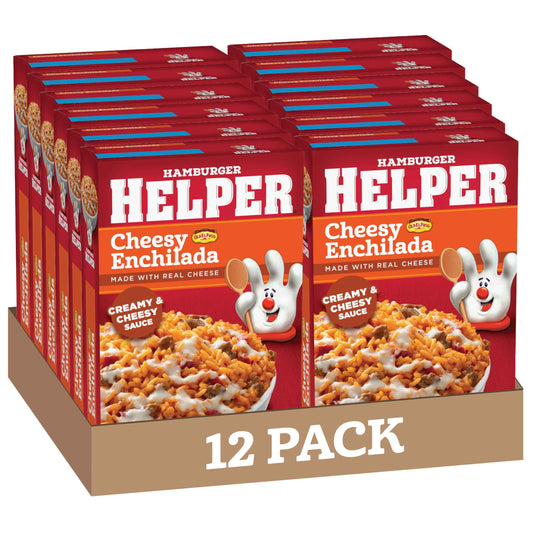 Hamburger Helper Cheesy Enchilada Pasta Meal (7.5 oz - 12 Pack) No Artificial Flavors, Ready in 3 Easy Steps, Quick Meals Perfect for Midweek Dinners, Busy Evenings & Families On-the-Go