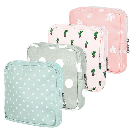 Sanitary Napkin Storage Bags, 4 Pcs Pad Bag for Period Tampon Bags Portable Menstrual Pad Pouch Feminine Pouch First Period Bag Gifts for Women