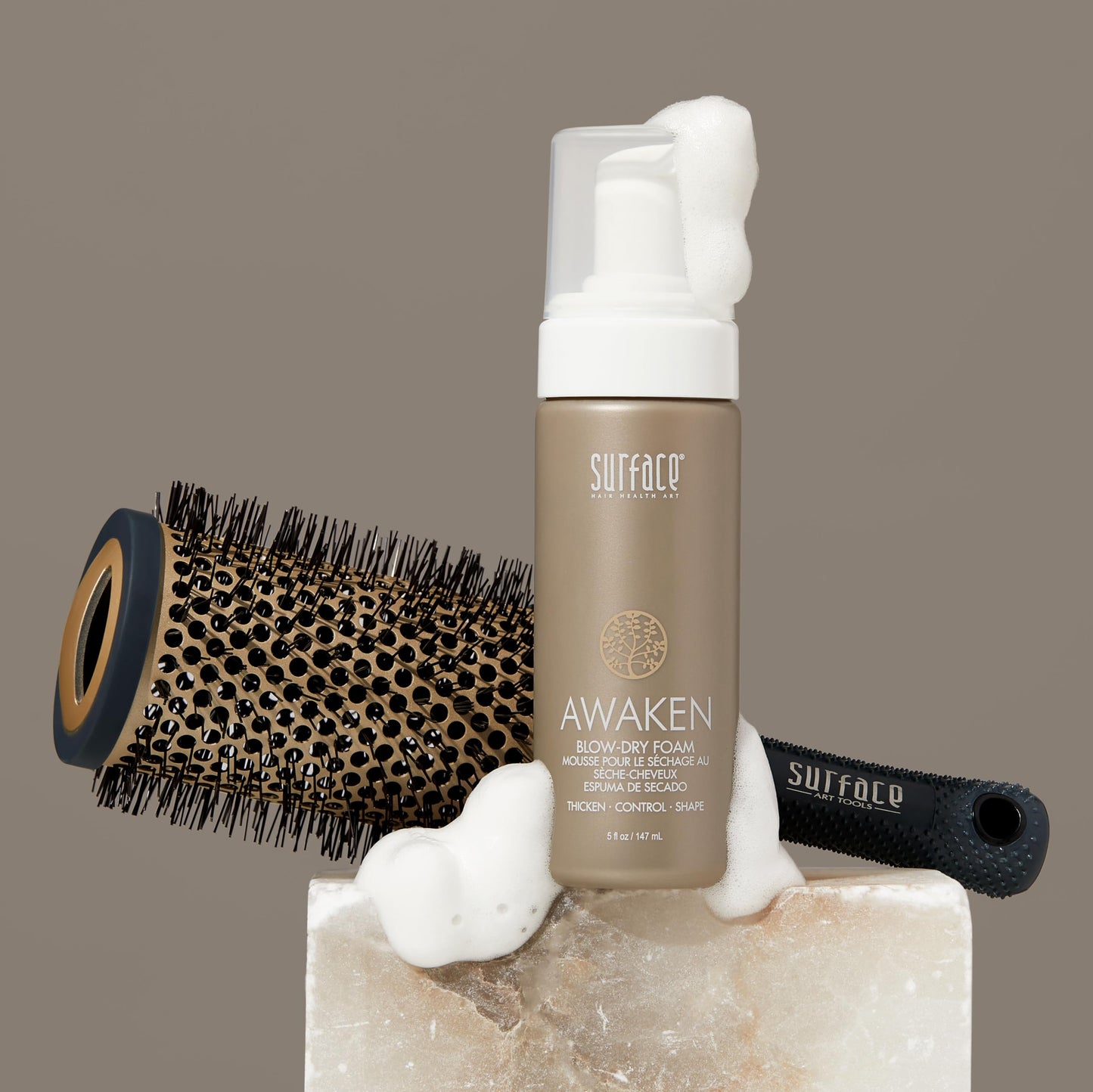 SURFACE Hair Awaken Thickening Blow Dry Foam, Protect, Strengthen Fine & Fragile Hair, 5 Fl. Oz.