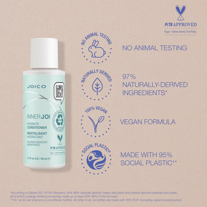 Joico InnerJoi Hydrate Conditioner | For Dry Hair & Scalp | Sulfate & Paraben Free | Naturally-Derived Vegan Formula