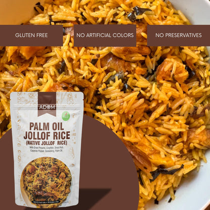 THE ADOM COMPANY - Authentic Native Jollof Rice Mix, Ready-to-Cook, Richly Spiced, All-Natural, No Preservatives, 20-Min Meal, Perfect for Family & Parties, 430g (Mild)