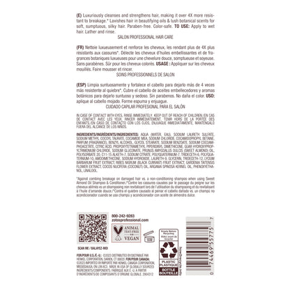 Bain de Terre Sweet Almond Oil Long & Healthy Shampoo, Strength & Protection for Weak, Damaged Hair, with Argan & Monoi Oils, Paraben-Free, Color-Safe, Vegan