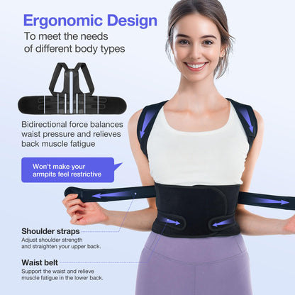 Posture Corrector for Women and Men, Full Back Brace Support, FSA&HSA Eligible, Adjustable Shoulder Straightener for Improving Back Posture, Relief for Upper and Lower Back, Lumbar, Neck Pain