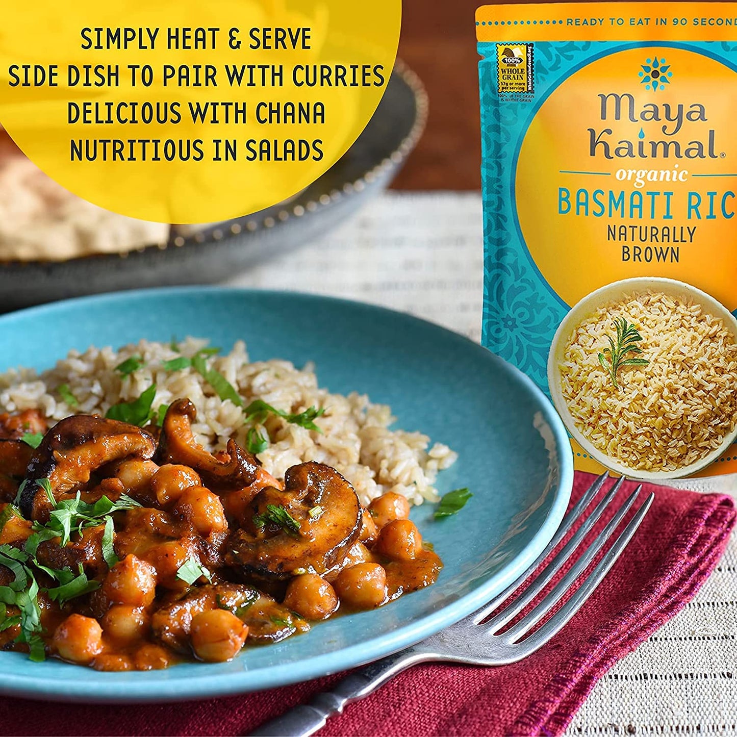 Maya Kaimal Organic Basmati Rice Naturally Brown, Ready to Eat, Fully Cooked, Vegan, Certified Organic, Non GMO, Gluten Free, 8.5 Ounce (Pack of 3)