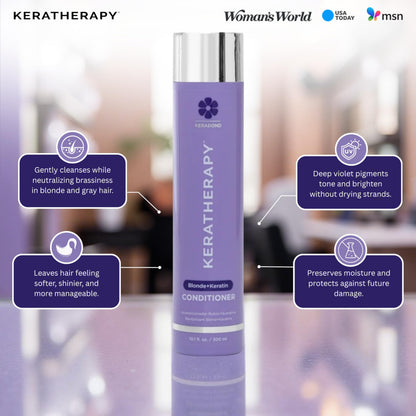 KERATHERAPY Keratin Infused Totally Blonde Violet Toning Conditioner, 10.1 fl. oz., 300 ml - Keratin Therapy Purple Conditioner for Blonde Hair, Brassy, Silver, & Highlighted - Sulfate & Paraben Free