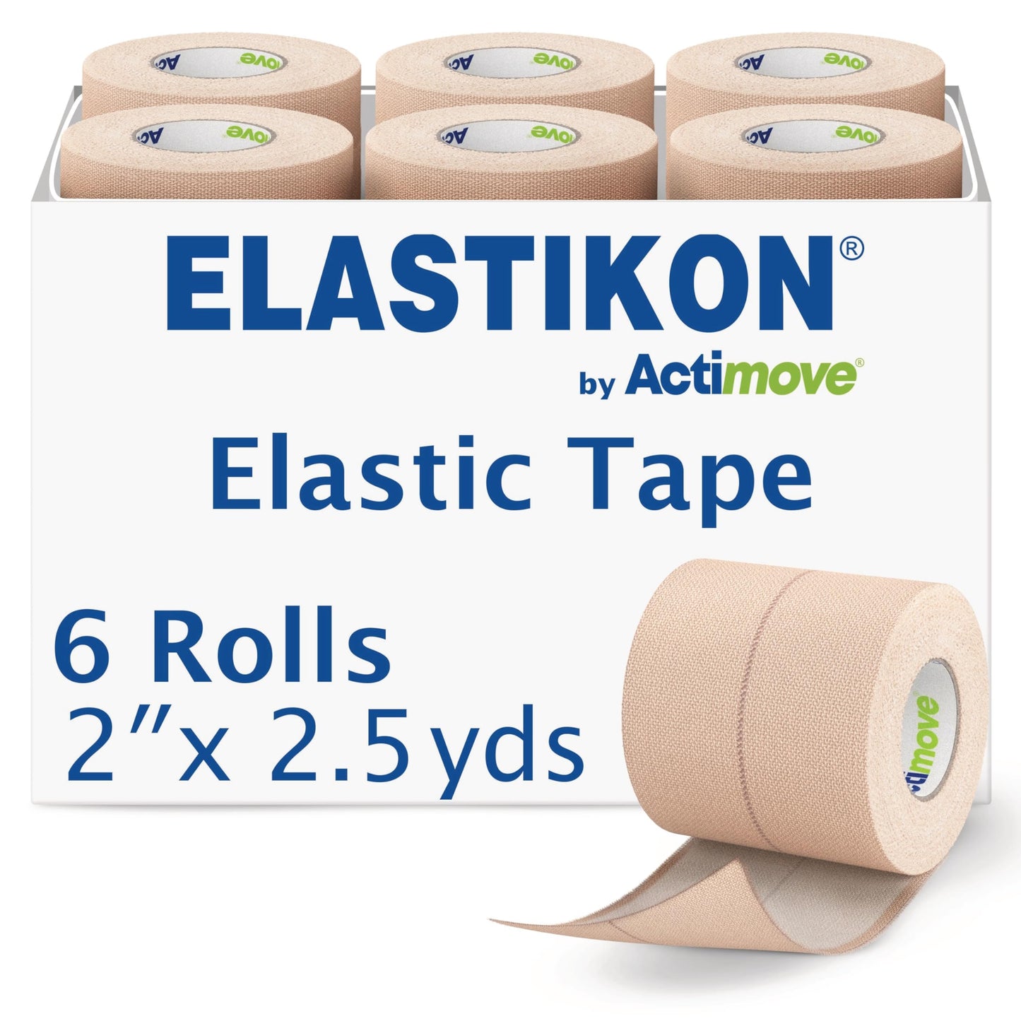 Elastic Athletic Tape - Provides Support for Sprains, Strains, Muscle Injuries - for Sport and Veterinary Applications - 2 in x 2.5 yd, 6 Rolls