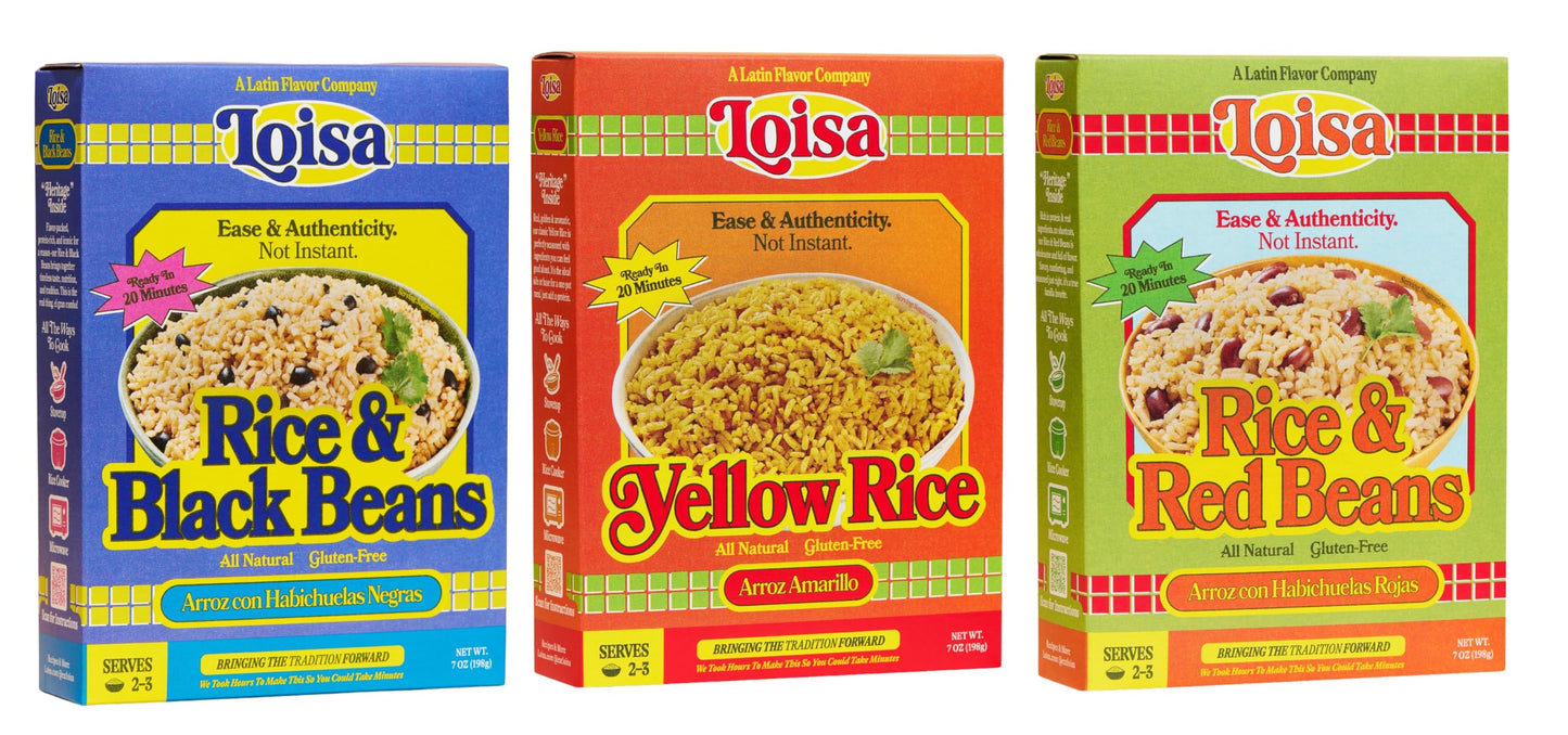 Loisa Premium Latin Rice & Beans, Premium Latin Rice, Non-GMO, No MSG, No Artificial Flavors, No Artificial Colors, Organic Spices, 7 oz, Variety Pack