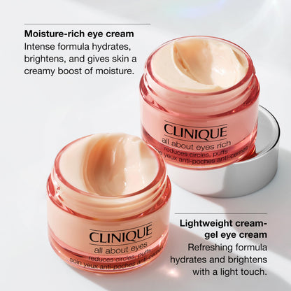 Clinique All About Eyes Rich Eye Cream For Dark Circles With Hyaluronic Acid | Hydrating, Brightening + Depuffing