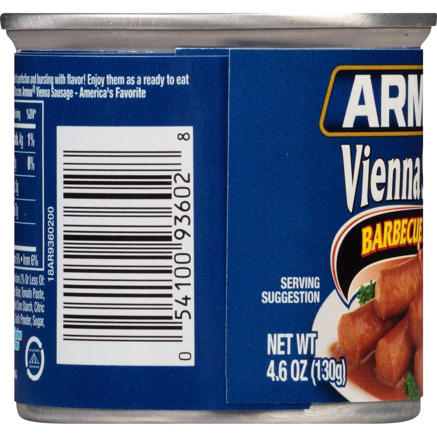 Armour Star Vienna Sausage, BBQ Flavored, Ready to Eat Canned Sausage, 7g Protein Per Serving, 4.6 oz. (Bulk Pack of 24)