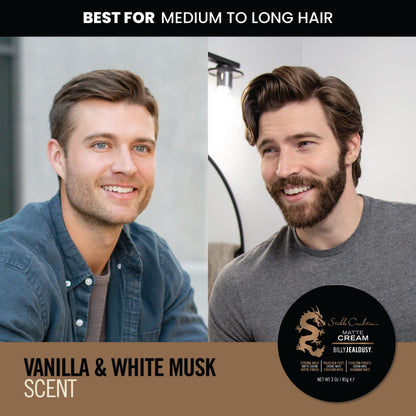 Billy Jealousy Stable Condition Matte Cream for Men with Natural Hold and Matte Finish, Reworkable, Lightweight, Water Based Hair Styling Product, Vanilla & White Musk Scent, 3 Oz.