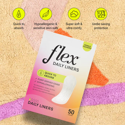 Flex Reusable Disc & Flex Daily Liners (50 Count) Bundle | Beginner-Friendly Tampon Alternative | Unscented | Disc Capacity of 6 Super Tampons