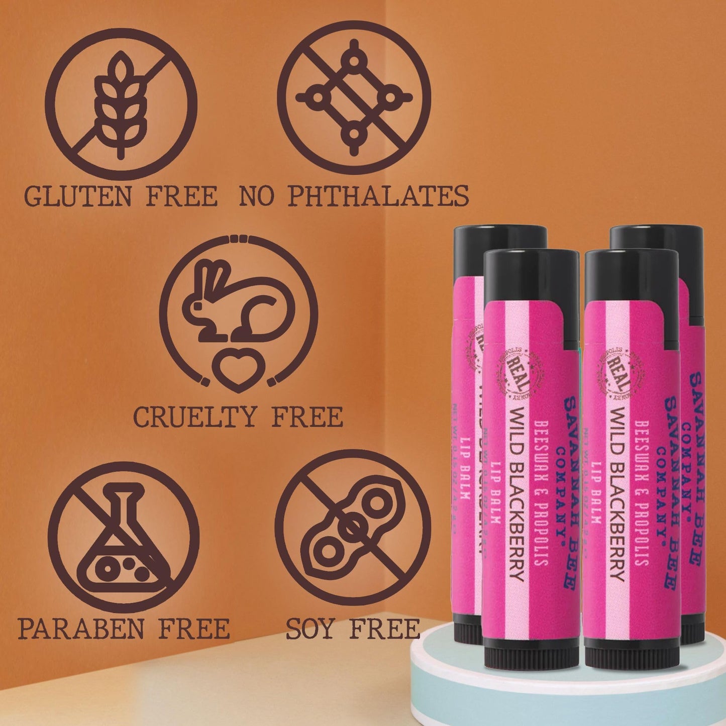 Savannah Bee Company Lip Balm - Silky Smooth Natural Balm (Wild Blackberry 3 pack)