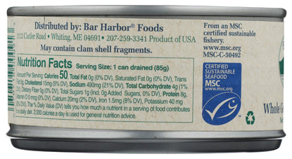 Bar Harbor, Clams Whole Gourmet Ocean, 6.5 Ounce