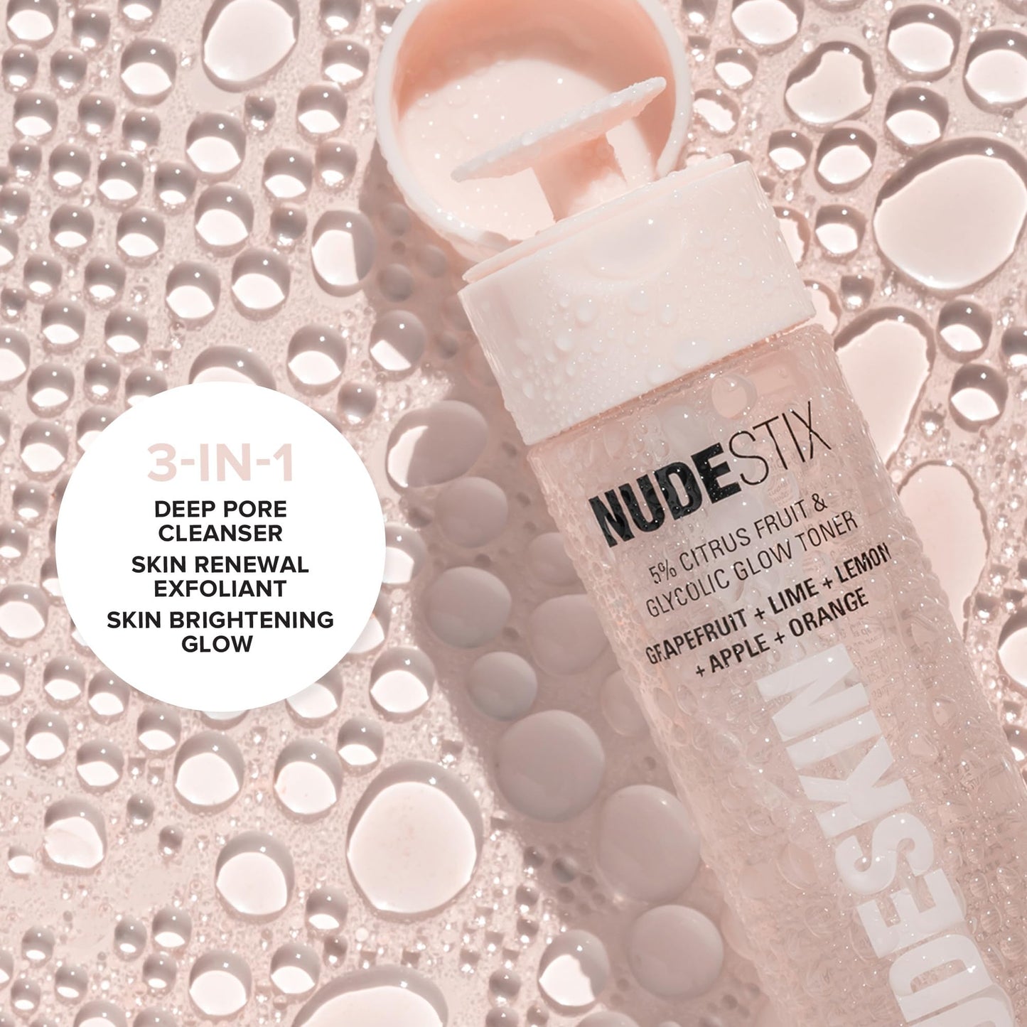 Nudestix 5% Citrus Fruit & Glycolic Glow Toner – Exfoliating Facial Toner with AHAs, Hyaluronic Acid & Fruit Acids for Bright, Smooth Skin