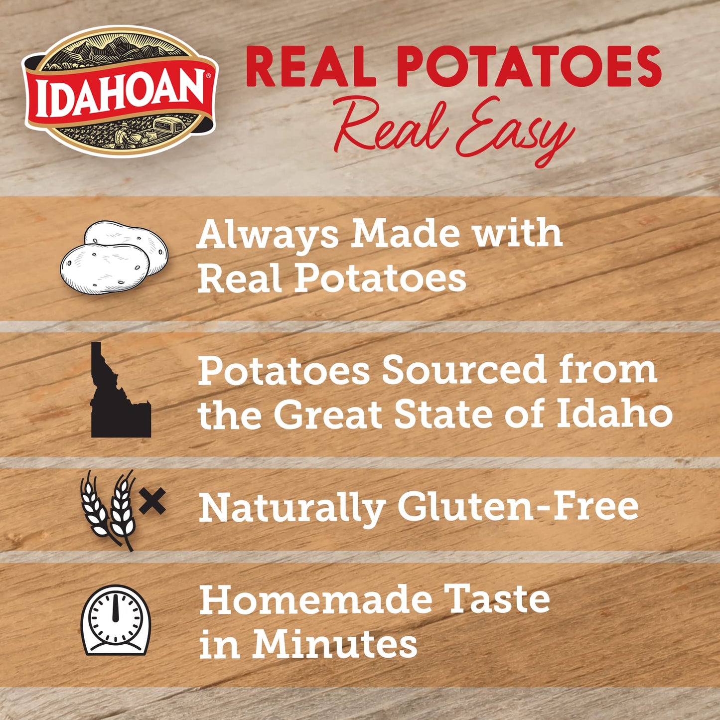 Idahoan Mashed Potatoes Seasoned with Hidden Valley Original Ranch, Naturally Gluten-Free, 100% Real Idaho Potatoes, 4 servings per bag, 4 ounce (Pack of 12)