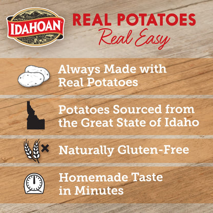 Idahoan Mashed Potatoes Seasoned with Hidden Valley Original Ranch, Naturally Gluten-Free, 100% Real Idaho Potatoes, 4 servings per bag, 4 ounce (Pack of 12)