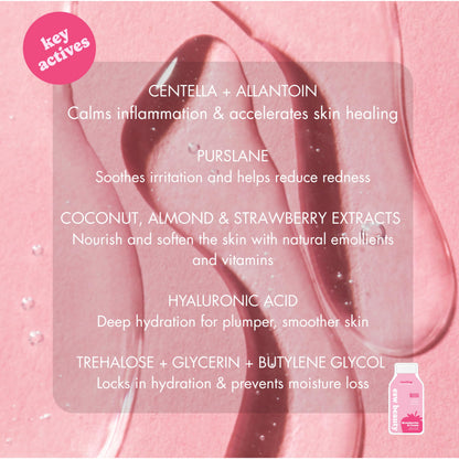 ESW Beauty Strawberries & Cream Sheet Mask - Raw Juice Hydrating Face Mask - Calming with Coconut, Vanilla Bean, Almond Milk & Strawberry for Sensitive Skin - Reduces Redness & Nourishes