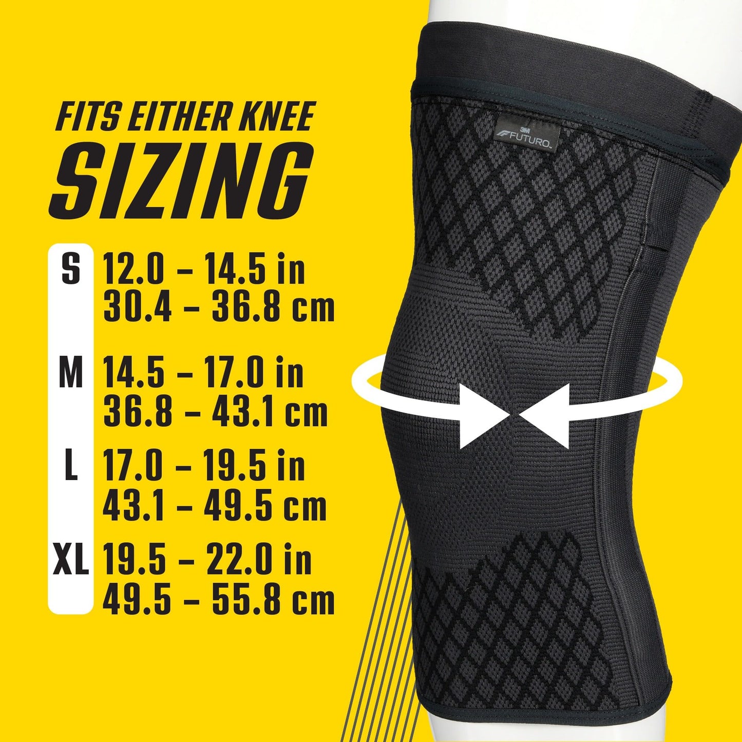 FUTURO Premium Compression Knee Sleeve with Stabilizers, Removable Stabilizers, Advanced Customizable Compression Sleeve, for Mild Arthritis, Swelling, Soreness, Sprains, and Strains, Large