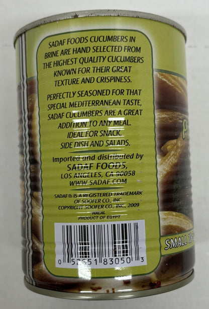 Sadaf Pickled Cucumbers in Brine - Pickled Cucumbers for Cooking, Flavoring and Snacking - Kosher and Vegetarian - 19 Oz Can