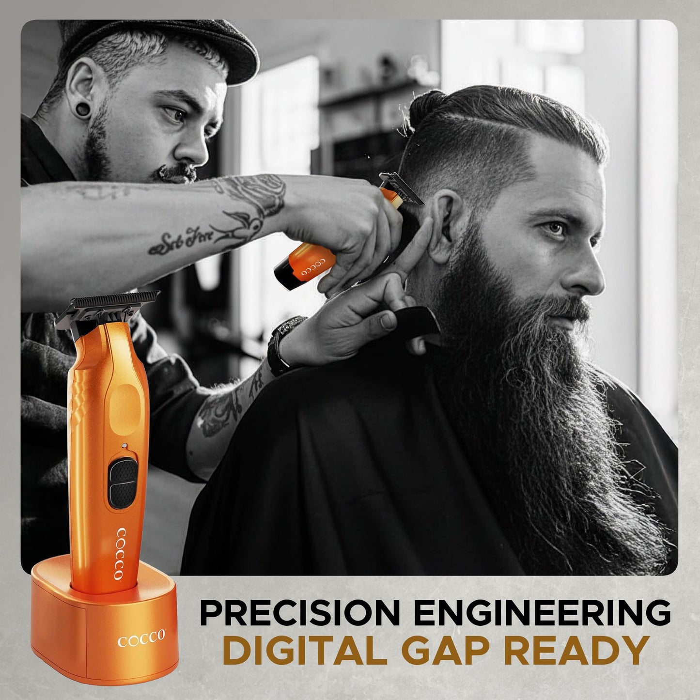 Cocco Hyper Veloce Pro Trimmer, Digital Gap Graphene Blade Edger, High-Torque Brushless BLDC Motor, Cordless, All-Metal Design, Lithium-Ion Battery, Charging Base Included