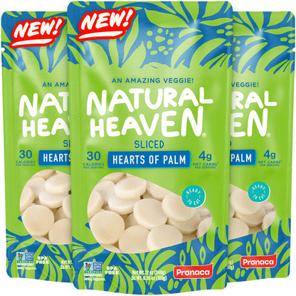 Natural Heaven Sliced Hearts of Palm 3-Pack – Crisp, Fresh & Ready to Eat, Low Carb, Keto & Vegan Friendly, Perfect for Salads & Healthy Recipes