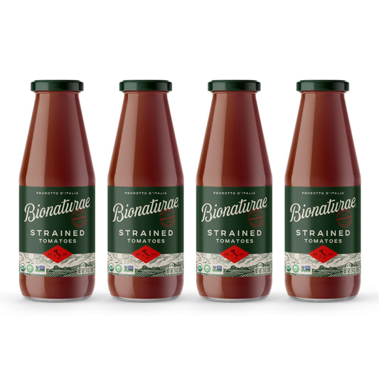 Bionaturae Organic Strained Tomatoes - No Salt Strained Tomatoes, Strained Tomatoes in a Jar, Keto Friendly, Non-GMO, USDA Certified Organic, No Added Sugar, Made in Italy - 24 Oz, 4 Pack
