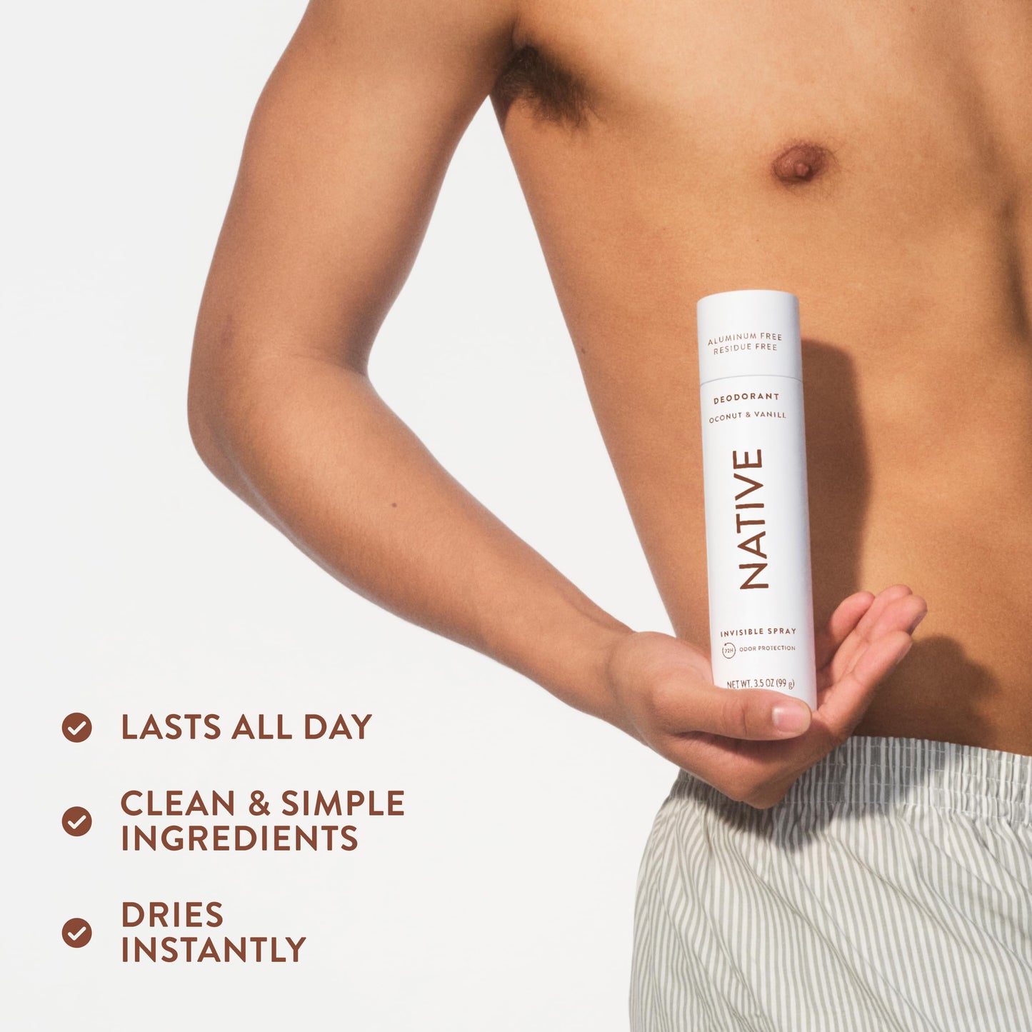Native Deodorant & Body Spray, Coconut & Vanilla, 72-Hour Odor Protection for Underarms & Body, Aluminum Free, Dries Instantly, 3.5 oz