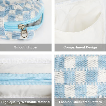 Sanitary Napkin Storage Bag, Menstrual Pad Zipper Bag Checkered Portable Period Bag Panty Liners, Tampon Storage Pouch for Women Ladies Daily Use Storage Purse Travel