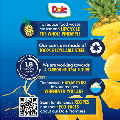 Dole Canned Fruit, Tropical Gold Pineapple Chunks in 100% Pineapple Juice, Gluten Free, Pantry Staples, No Sugar Added, 15.25 Oz, 12 Count