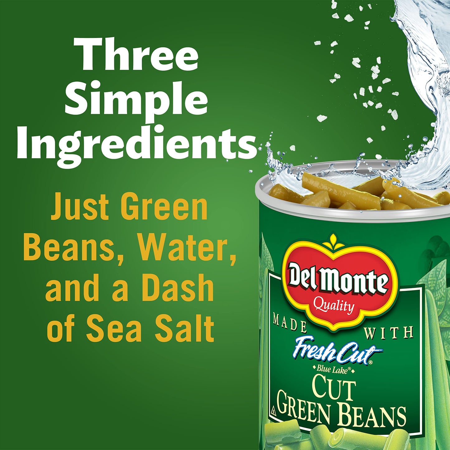 Del Monte Fresh Blue Lake Cut Green Beans Canned Vegetables, Sweet, 14.5 Oz, Pack of 12