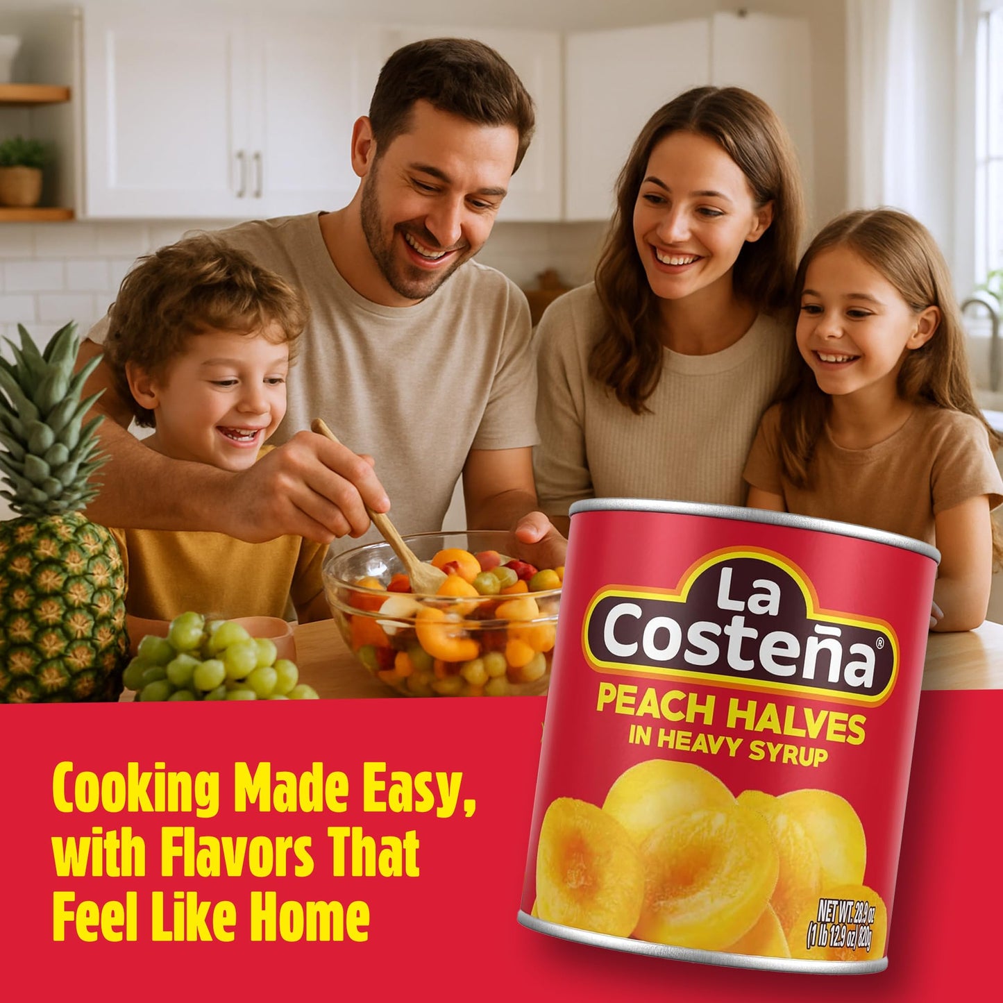 La Costeña Canned Peaches in Heavy Syrup - Canned Peach Halves for Fruit Salad, Pie Filling, Cobbler, Preserves & Cut Fruit Cups - Bulk Pantry Food - 29 oz, 12 Pack