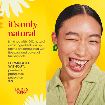 Burt's Bees Lip Balm, Lip Moisturizer With Responsibly Sourced Beeswax, with Vitamin E & Peppermint Oil, Natural Origin Moisturizing Care, 1 Tube, 0.15 oz.