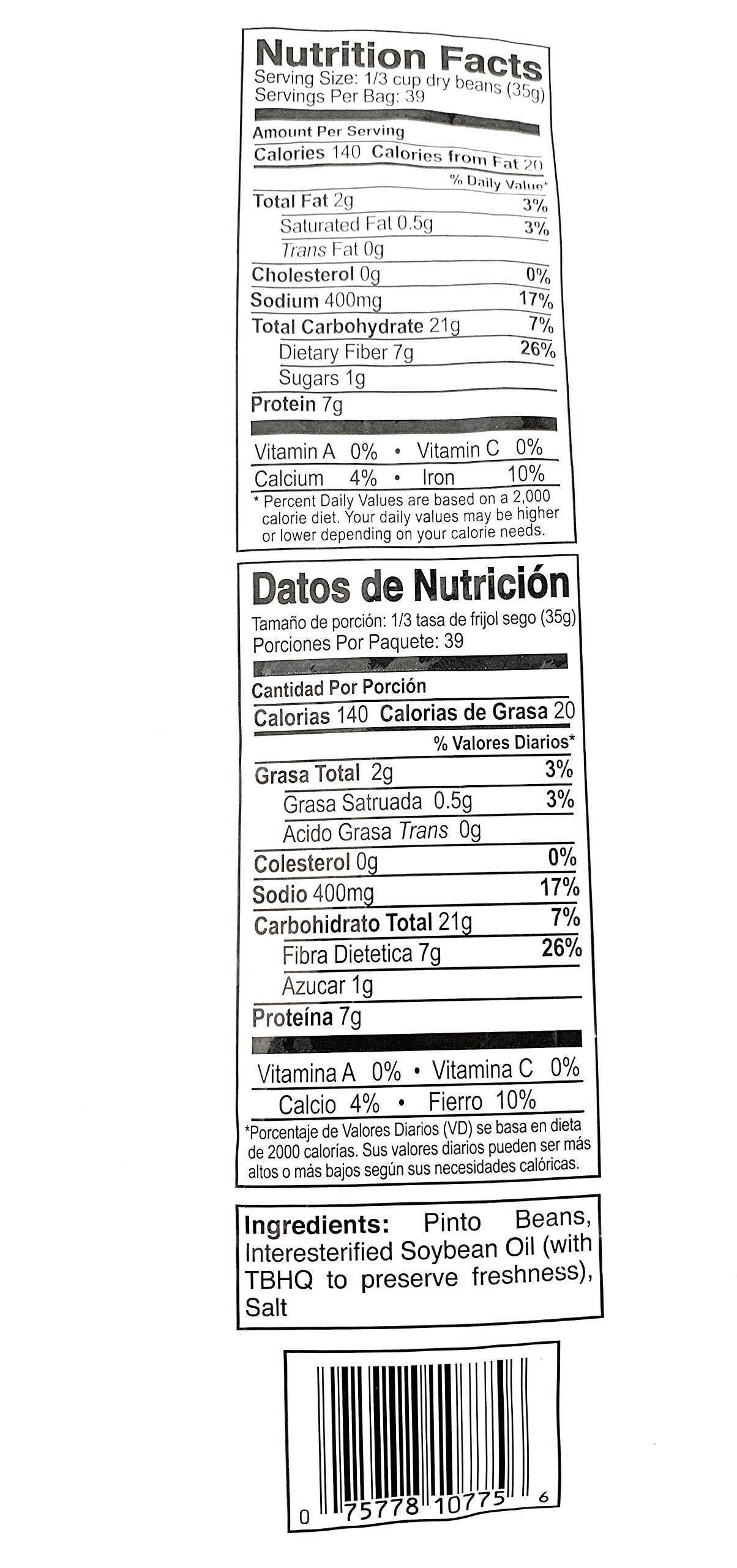 Casa Corona Instant Mexican Style (Refried Beans 3lb Bag)