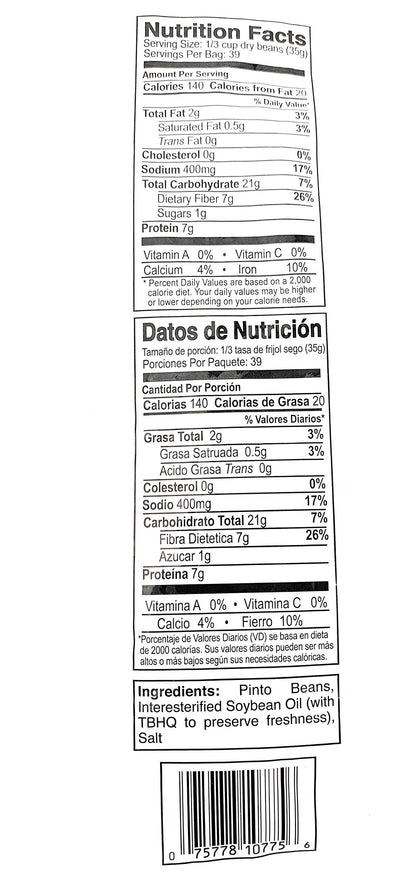 Casa Corona Instant Mexican Style (Refried Beans 3lb Bag)