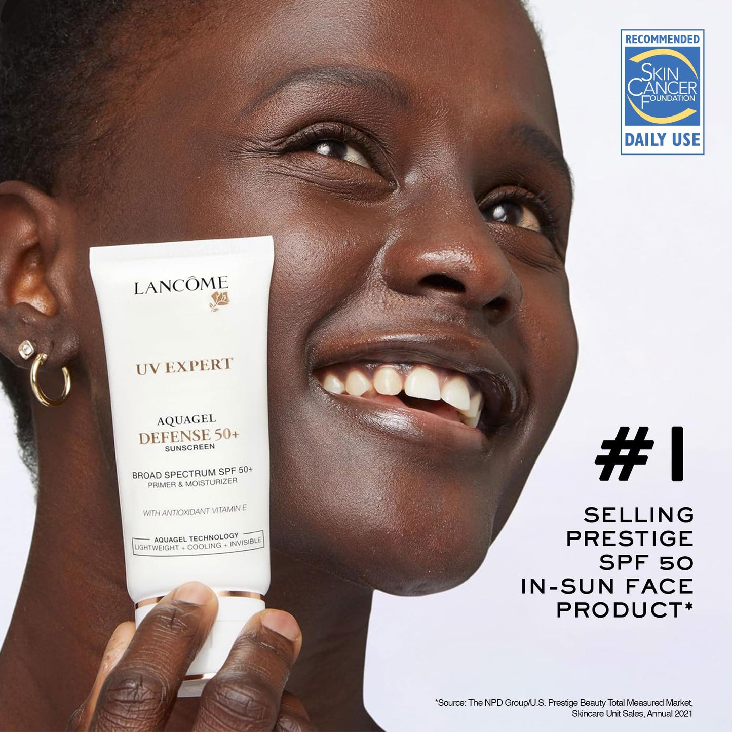Lancôme UV Expert Defense SPF 50+ Primer & Moisturizer | 3-in-1 Facial Sunscreen with Broad Spectrum Protection | Lightweight, Hydrating, Non-Greasy Aquagel Texture