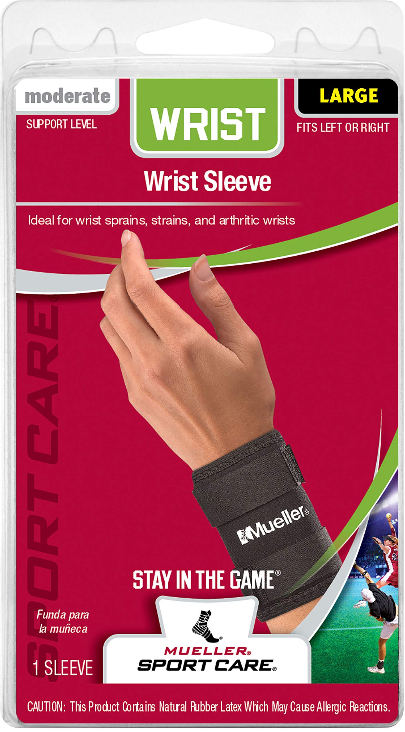 MUELLER Sports Medicine Wrist Sleeve, Wrist Pain Relief Support for Men and Women, Ideal for Carpal Tunnel, Tendinitis, Arthritis, Black, Large