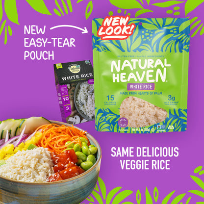 Natural Heaven White Rice, Hearts of Palm, 6-Pack – Naturally Rich in Potassium, Low-Calorie Veggie Rice, Keto & Gluten-Free Food, Vegan, 9 Oz Ea