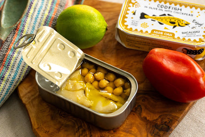 Miss Can Portuguese Power Trio, Gourmet Tinned Seafood Variety Pack | Sardines, Codfish, Stuffed Squids | Sustainably Caught & Hand-Packed in Portugal | Authentic Ingredients | 4.2 oz Tins | 3 Pack