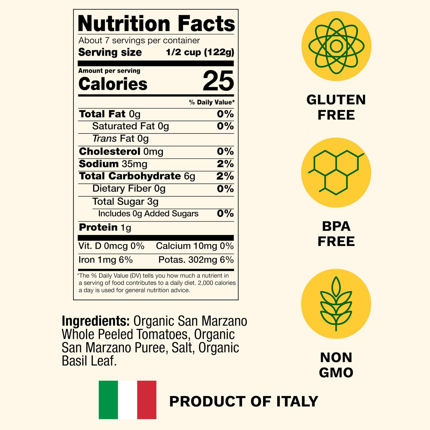 Cento Organic Certified San Marzano Whole Peeled Tomatoes 28 Oz (Pack of 6), Canned Plum Tomatoes in Thick Puree with Basil, Grown and Processed in Italy