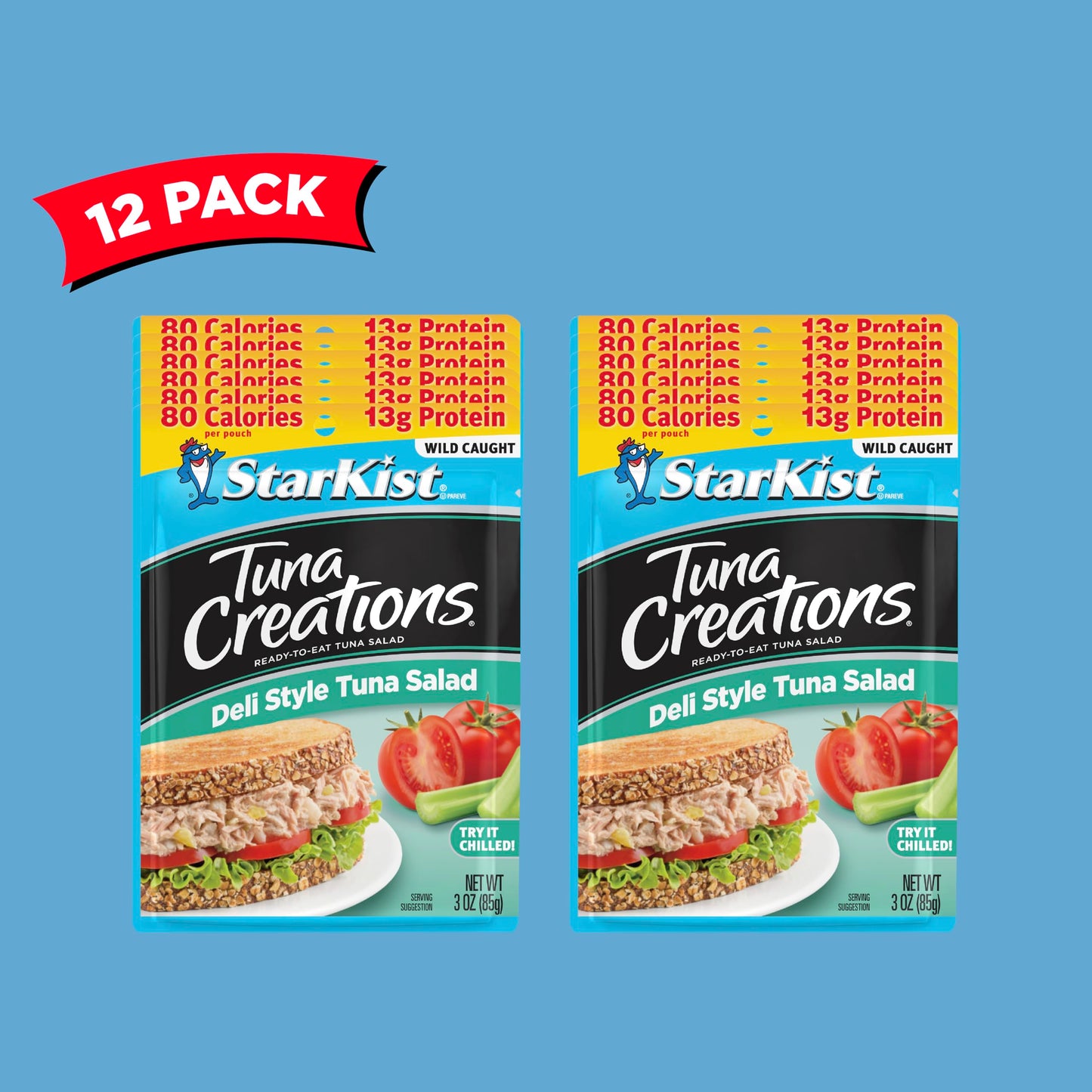 StarKist Tuna Creations Deli Style Tuna Salad Pouch (3 oz - 12 Pack) Wild Caught, High Protein Shelf Stable Seafood, Gluten Free, Soy Free, No Draining, Ready to Eat for Salads and Sandwiches