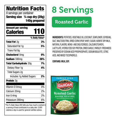Idahoan Roasted Garlic Mashed Potatoes, 8 Oz