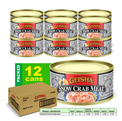 GEISHA Snow Crab Meat 6OZ. (Pack of 12), Snow Crab| Hand Packed － Good Source of Protein － Wild Caught －Product of Japan