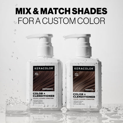 Keracolor Color + Clenditioner 3-in-1 Color-Depositing Conditioner, Gentle Cleansing Conditioner Infusing Semi-Permanent Hair Color, 9 Shades, 33.8 Fl Oz