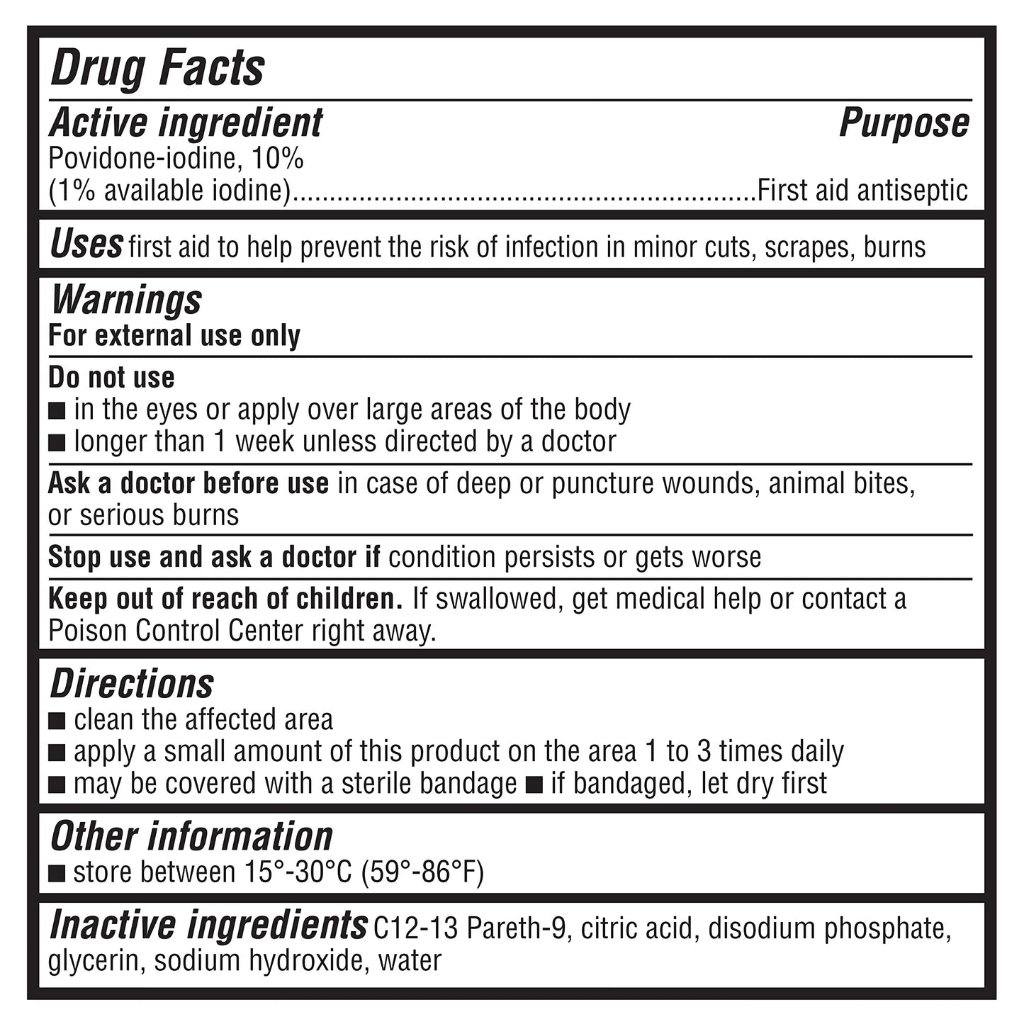 Amazon Basics First Aid Antiseptic, 10% Povidone Iodine Solution, 8 Fl Oz, Pack of 4